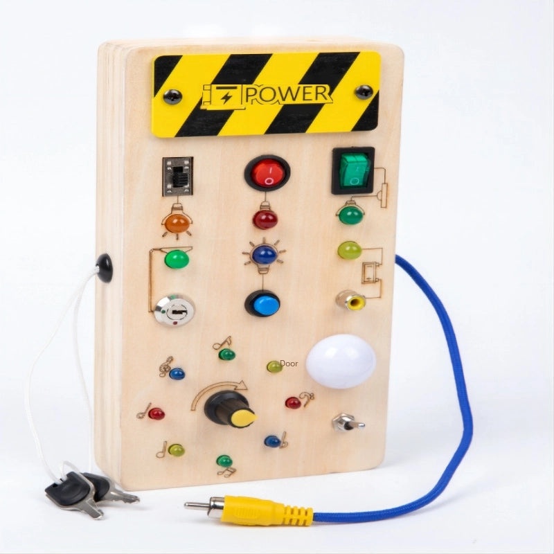 Children's Educational Wooden Busy Board with LED Light Switch | Early Learning Toys
