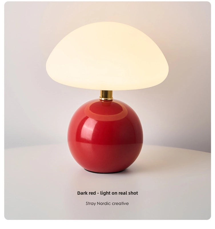 Cream Mushroom Night Light Small Table Lamp for Kids Bedroom Bedside Ceramic Decorative Room Lamp | Home Decor Lamps