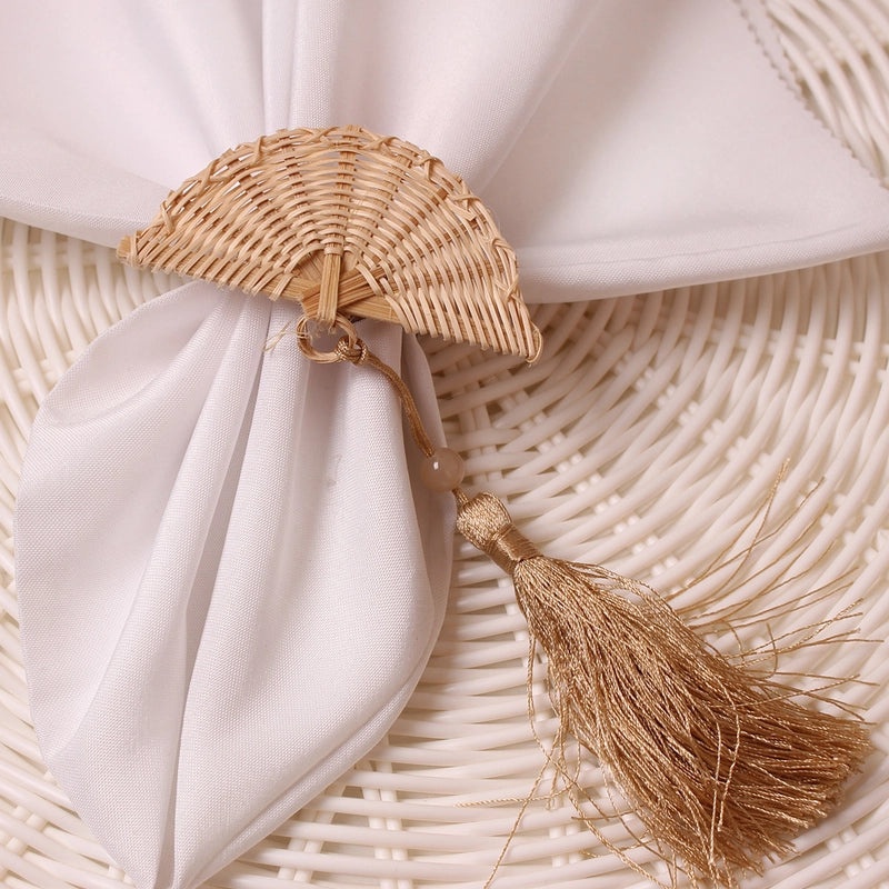 Simple Bamboo Napkin Rings Set of 6 for Casual Dining | Tableware & Dining Accessories