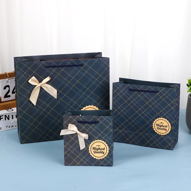 Plaid Paper Bag Creative Business Gift Handbag Reusable Return Gift Bag|Gift Bags & Packaging