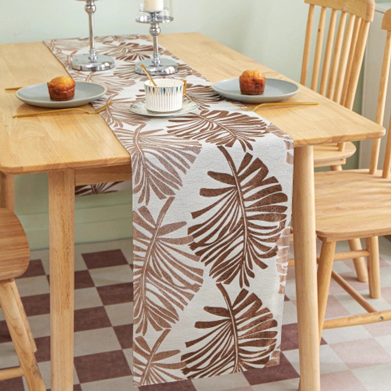 Elegant Minimalist Leaf Design Polyester Tablecloth for Casual and Formal Dining|Table Linens & Covers