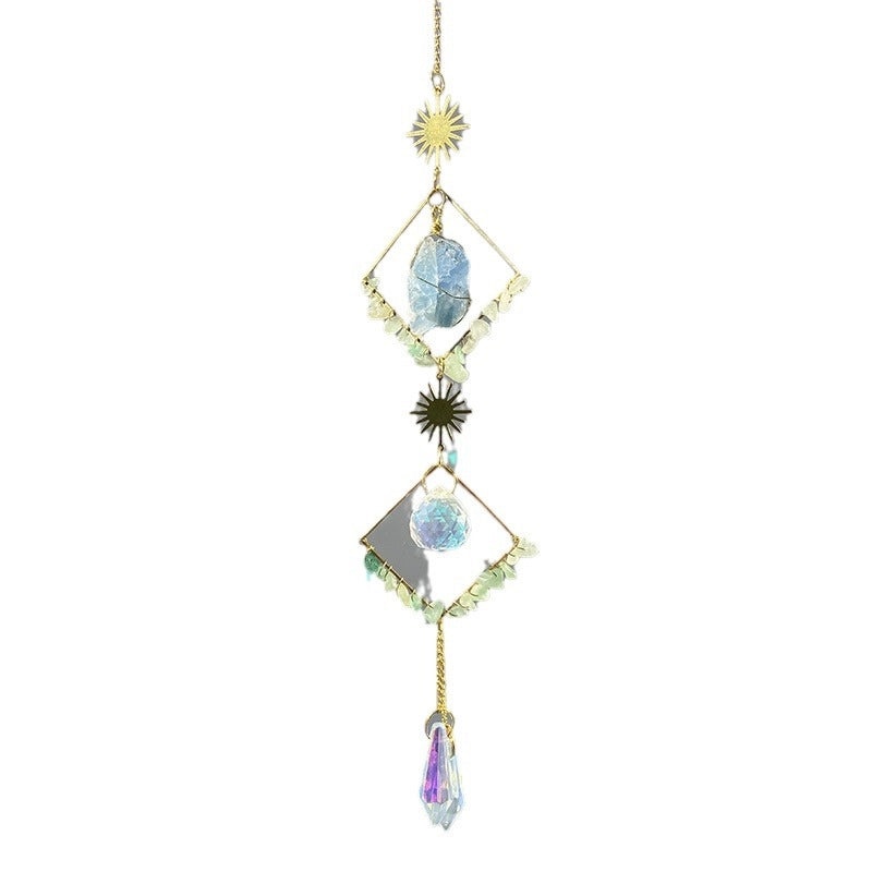 Minimalist Amethyst Crystal Geometric Suncatcher Wind Chime for Wall Decor|Home Decor & Wall Art