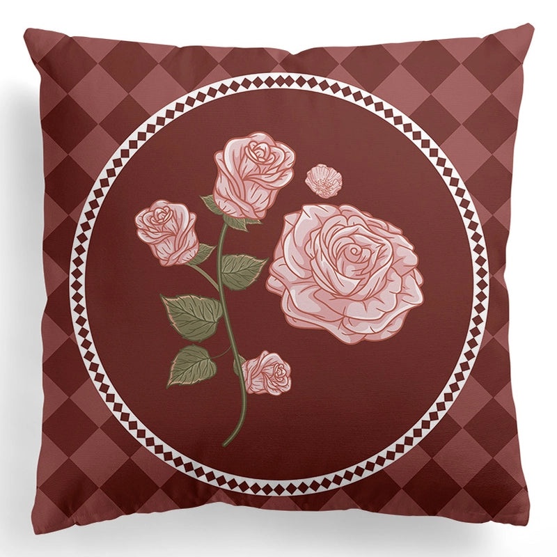 European Retro Floral Pillowcase with Geometric Plaid Design|Home Decor Cushions