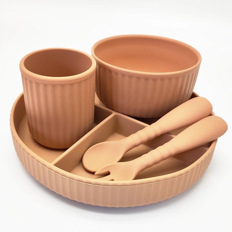 Chinoiserie Style Vacation Solid Color Silicone Tableware Set for Dining|Kitchen & Dining Tableware