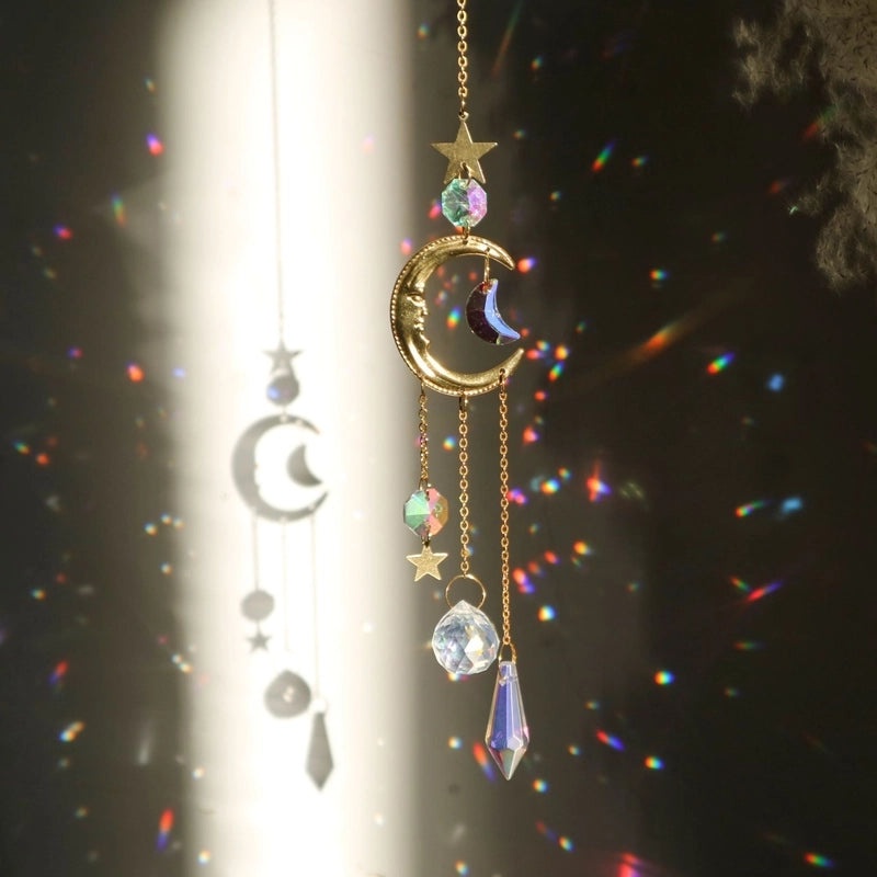 Elegant Moon and Water Droplets Crystal Pendant | Women's Jewelry Accessories