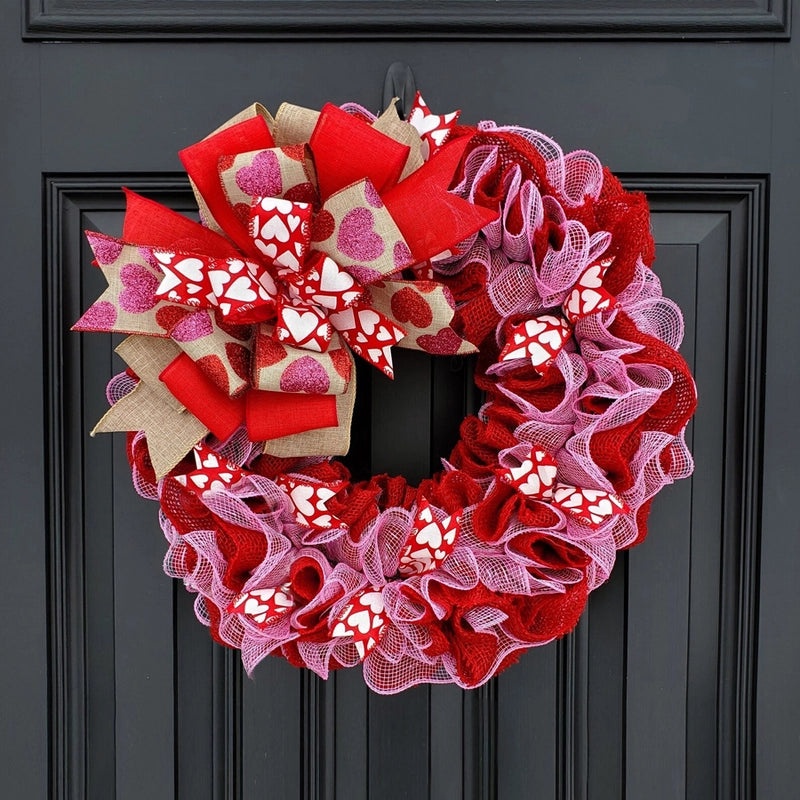 Valentine's Day Heart Shaped Plush Garland Decorations Hanging Ornaments | Home Decor