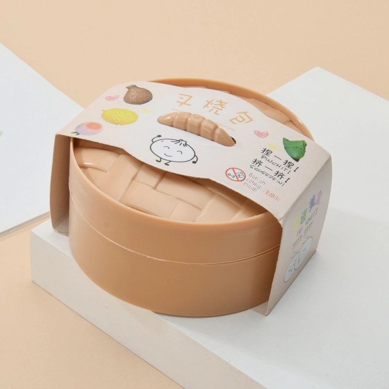 仿真蒸包减压玩具带笼子 创意解压奇趣蒸包玩偶|减压玩具