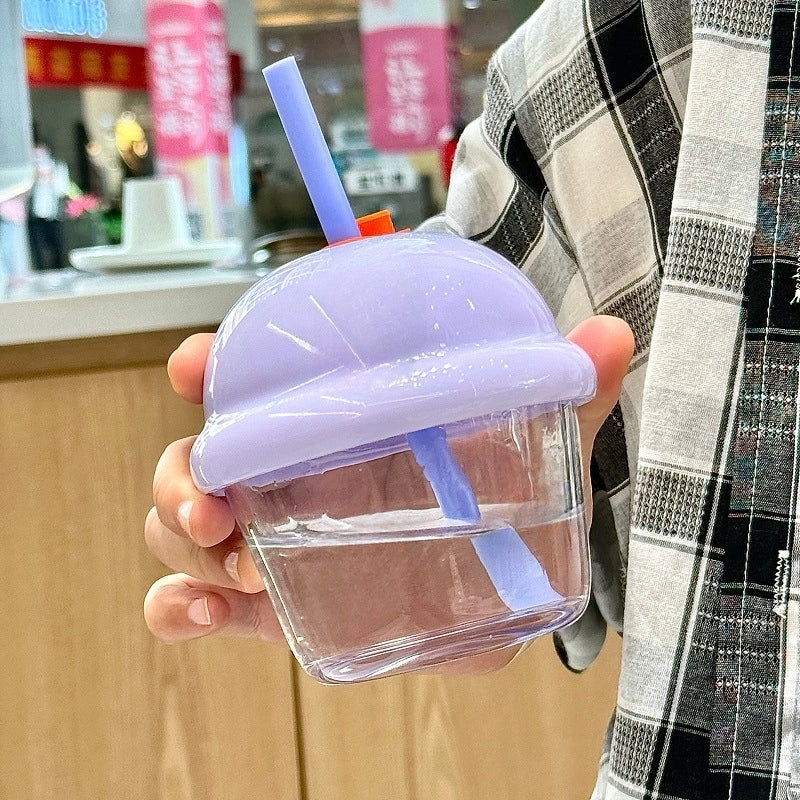Straw Glass Kids Water Cup Mini Portable Cute Milk Cup for Breakfast Handheld Gift|Kids Drinkware