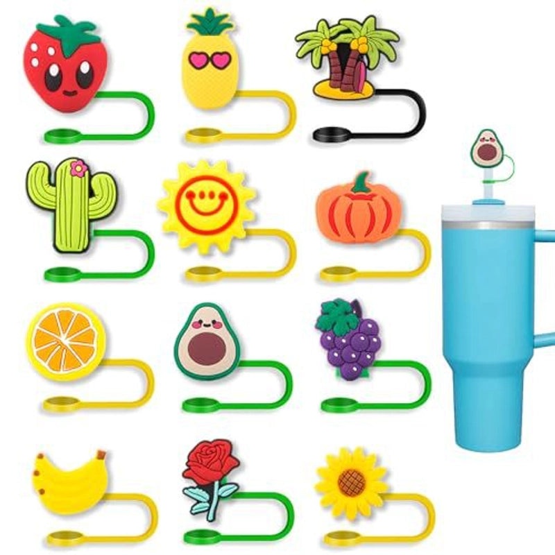 Tropical Animal Fruit Silica Gel Straw Cap Set Cute INS Style | Drinkware Accessories