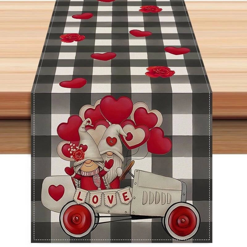 Valentine's Day Elegant Minimalist Heart Letter Polyester Tablecloth | Home Decor