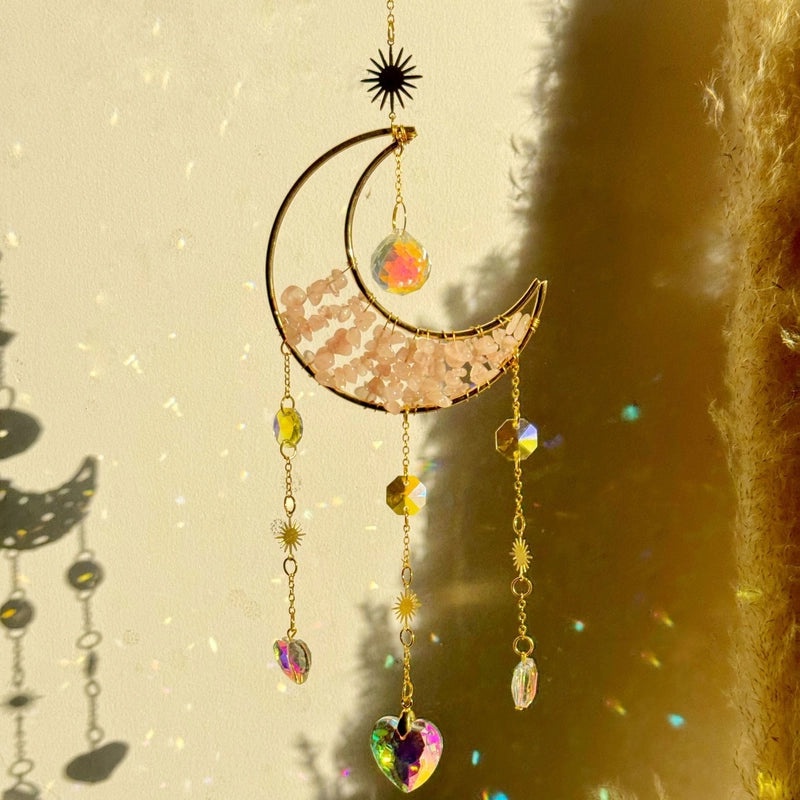 Elegant Pastoral Moon Pendant with Artificial Crystals | Jewelry & Accessories