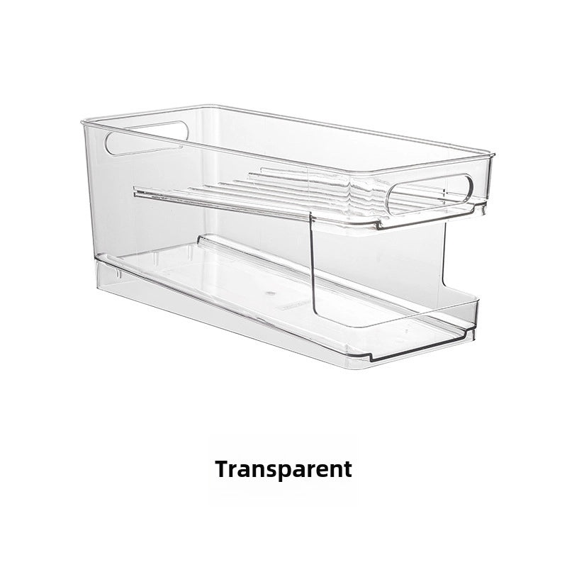 Transparent Double Layer PET Rolling Beverage Storage Organizer Box|Home & Kitchen Storage