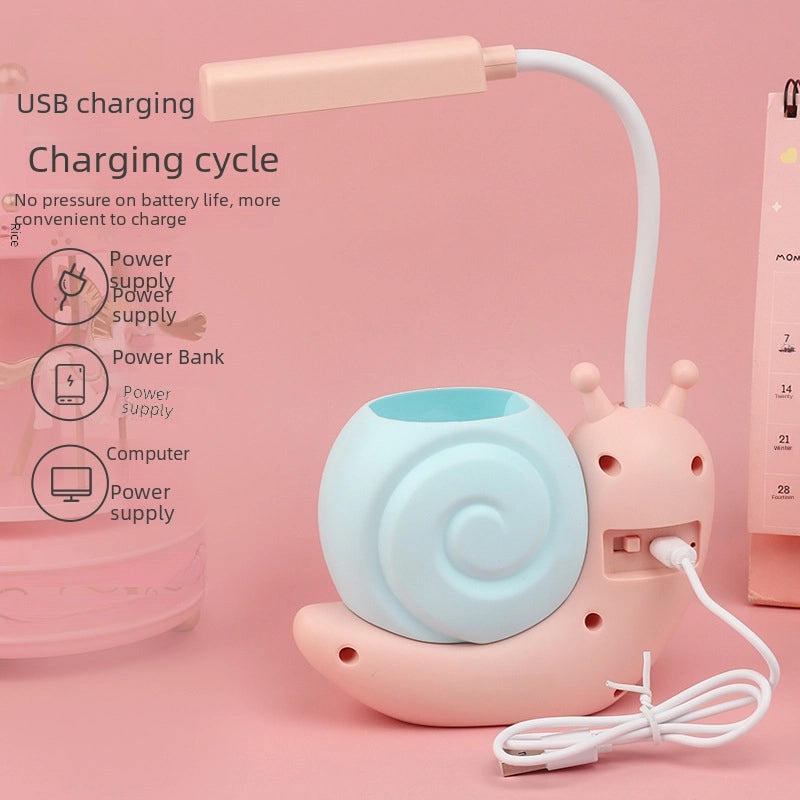 Cartoon Rechargeable LED Desk Lamp Eye Protection Learning Light Creative Student Dormitory Small Gift | Home & Office Lighting