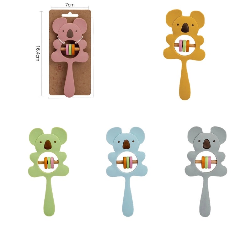 Silicone Koala & Elephant Baby Hand Rattle Teether Soothing Puzzle Bell Gnaw Gum Toy|Baby Toys & Teethers