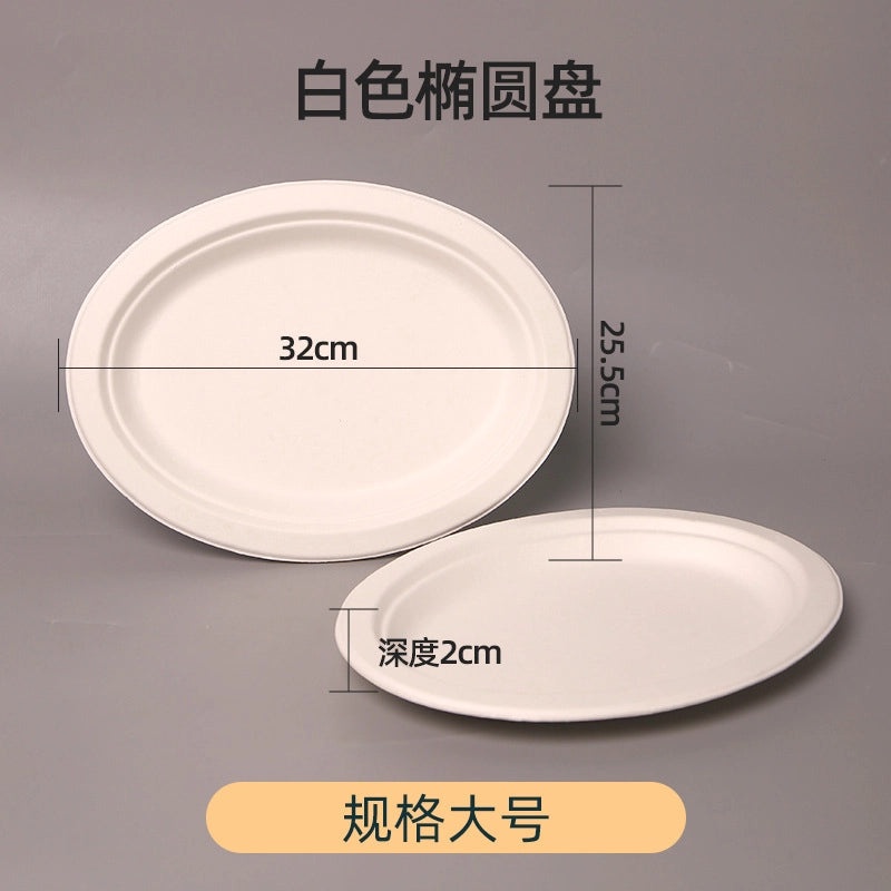 Disposable Biodegradable Sugarcane Pulp Paper Plates Thickened Dinner Plates for BBQ Cake Kindergarten DIY | Party Supplies & Disposable Tablewar