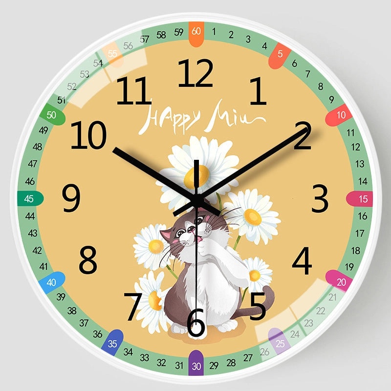 8 Inch Kids Cartoon Wall Clock Digital Learning Clock Silent Children's Room Decoration|Children's Educational Toys