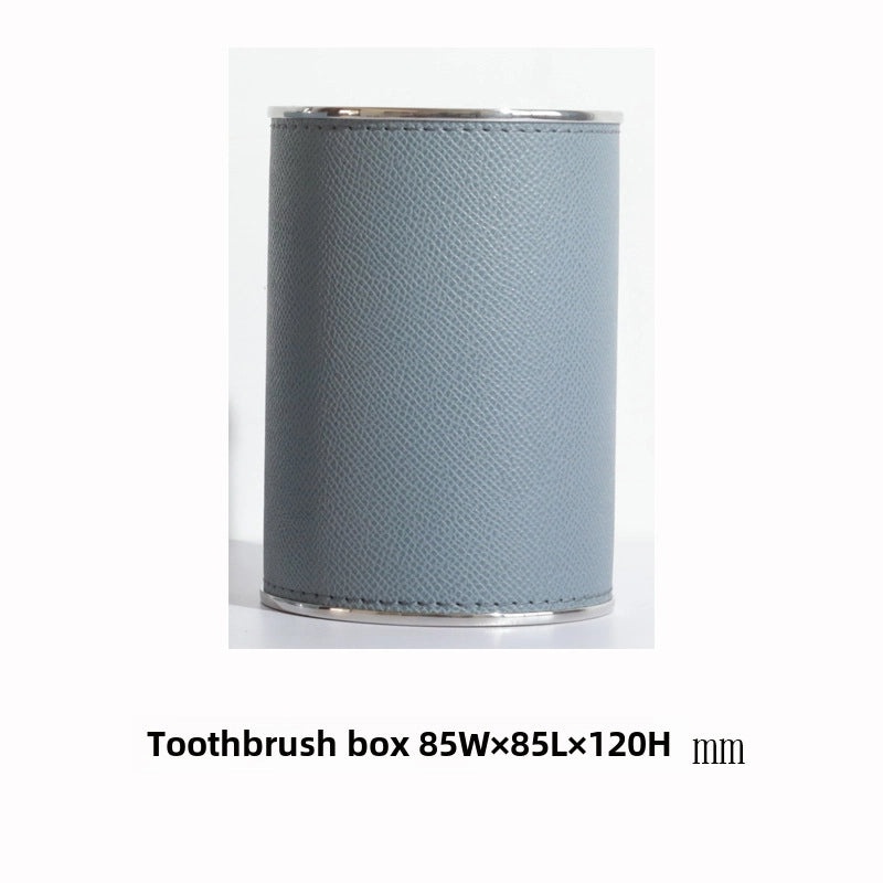 Modern European Soft Stainless Steel Leather Bathroom Set Soap Dispenser Toothbrush Holder 4-Piece Home Decor|Bathroom Accessories