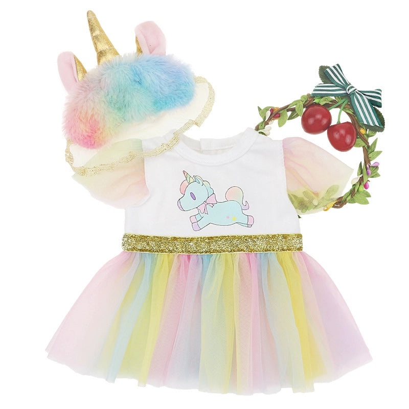 18-inch American Girl Doll Rainbow Tutu Skirt Colorful Veil Skirt Shaff for Girl Dolls|Doll Clothes & Accessories