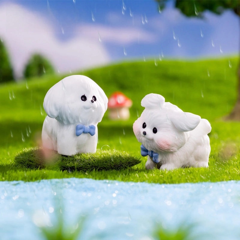 Miniature White Dog Figurine for Moss Micro Landscape | DIY Car & Desktop Decorative Accessories