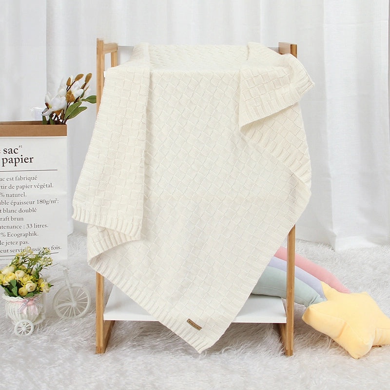 Unisex Baby Solid Color Knitted Blanket Windproof Cover Soft Warm Wrap|Baby Accessories