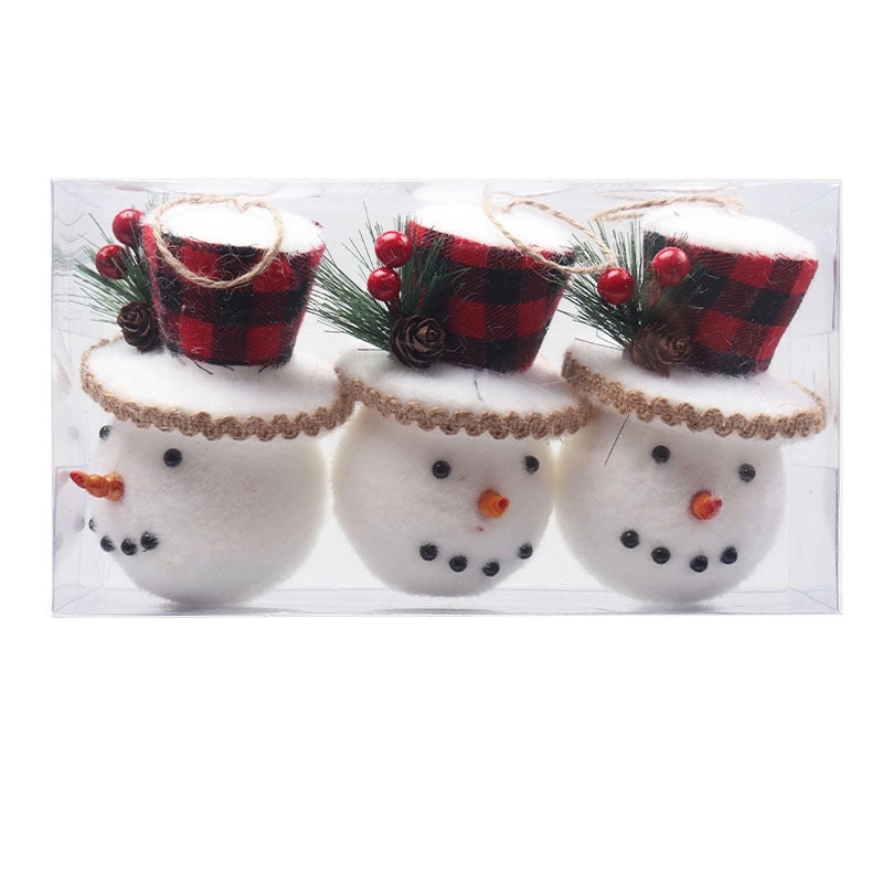 Christmas Plaid Cloth Balls 6cm & 8cm Black White Red Tree Hanging Decorative Ornaments|Christmas Decorations