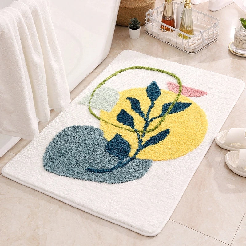 Flocking Non-Slip Water Absorbent Bathroom and Kitchen Mat Simple Living Room Door Rug|Home Decor & Rugs