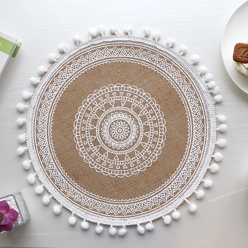 Baroque Inspired Solid Color Jute Placemat Single Piece|Home Decor & Tableware