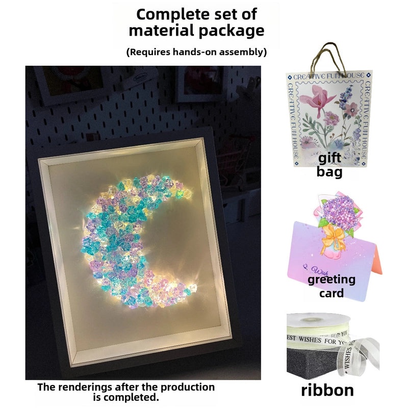 Moon Crystal Night Light with Butterfly Design Handmade DIY Birthday Gift|Home Decor Night Lights