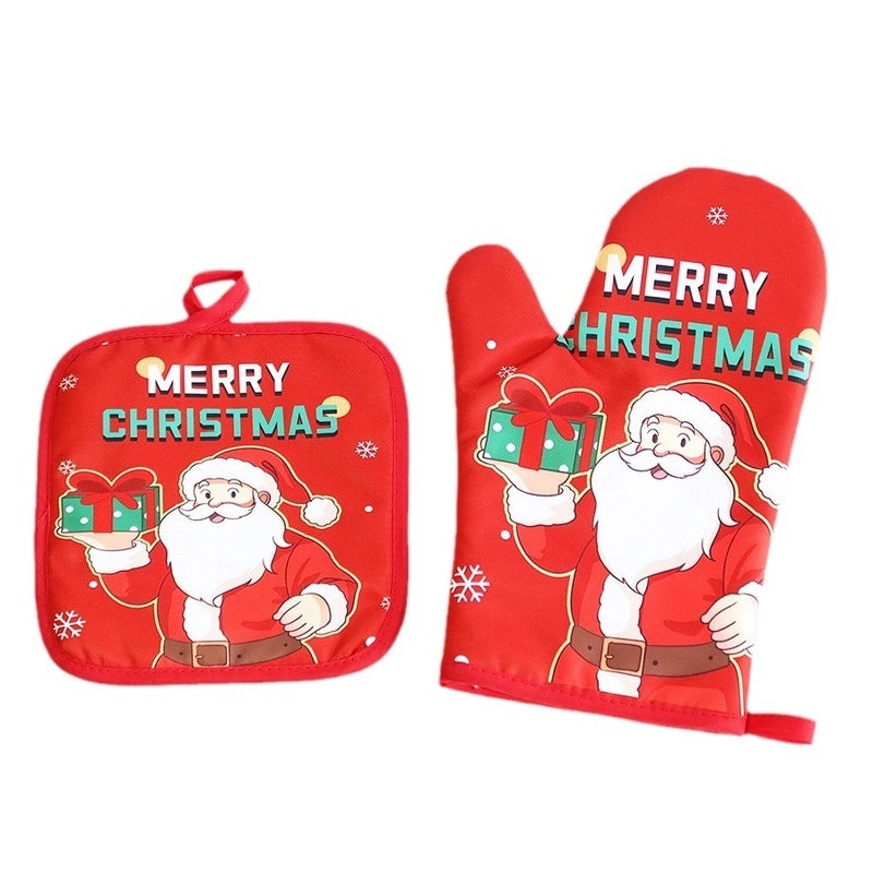 Festive Santa Claus Heat Resistant Gloves in Polyester | Christmas Accessories