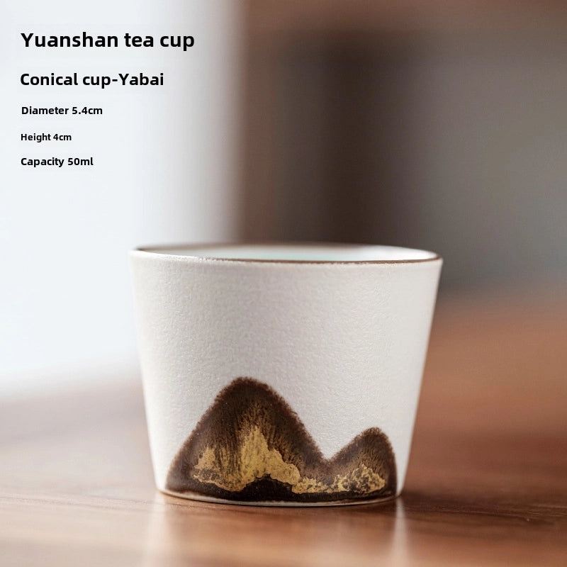 Yuanshan Ceramic Black Tea Cup Small Kung Fu Zen Personal Tea Cup Retro Master Cup with Tea Holder|Tea Cups & Accessories