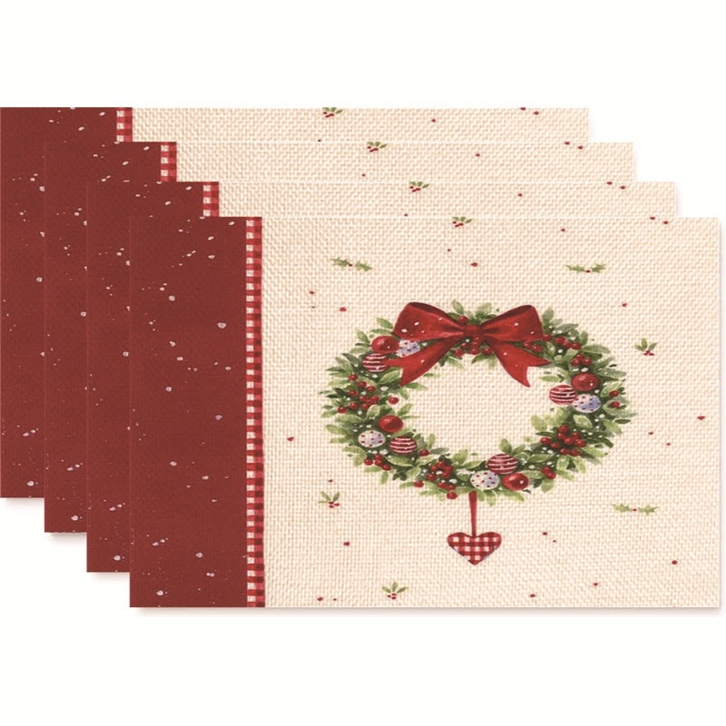 Nordic Christmas Tree Bow Knot Snowflake Linen Cotton Placemat|Home Decor & Tableware
