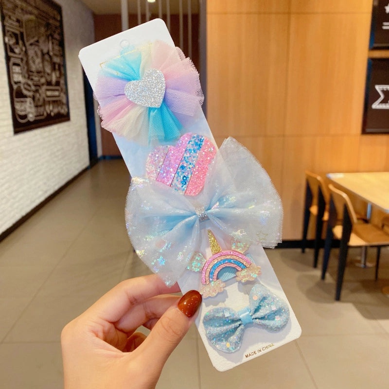 Children's Cartoon Bow Hairpin Set | Kids Hair Accessories