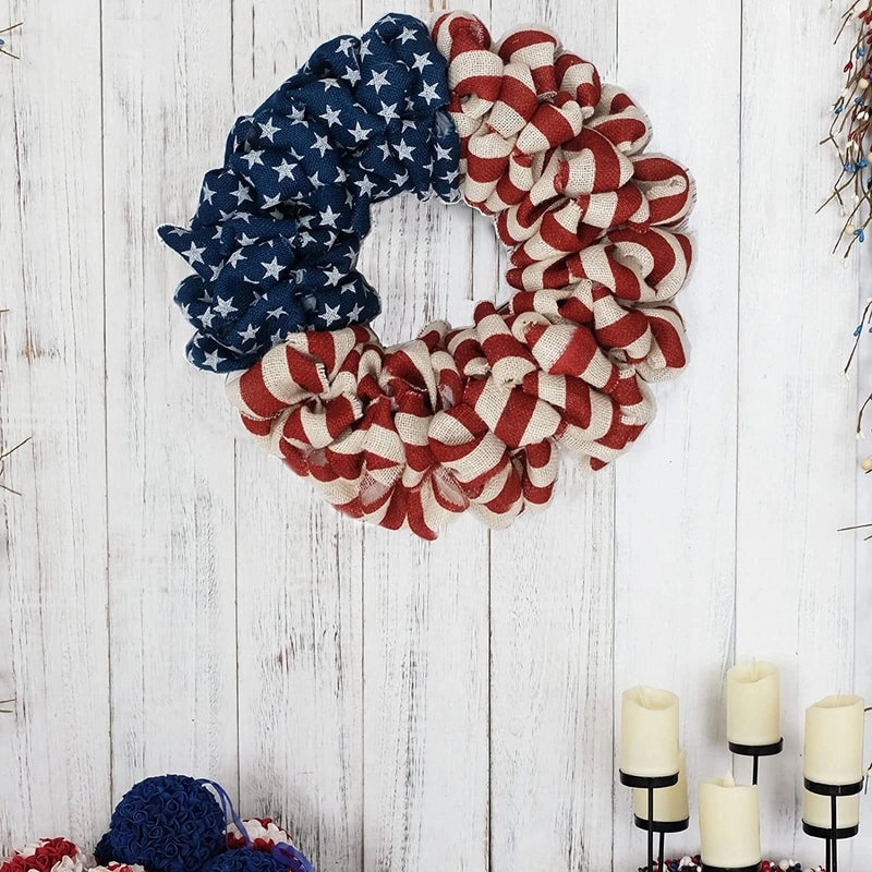 Independence Day USA Door Garland 30cm Fabric Hanging Home Decoration Festival Window Decor|Home Decor & Holiday Decorations