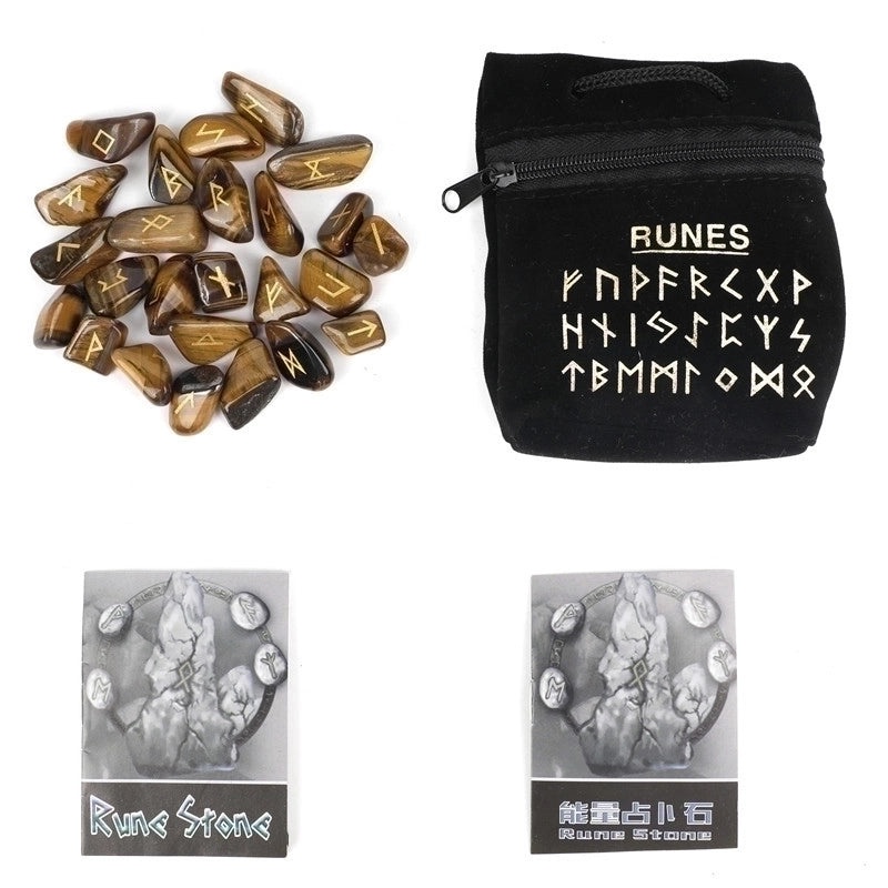 25 Natural Crystal Rune Stones Set Amorphous Spiritual Ornaments|Spiritual Healing Jewelry