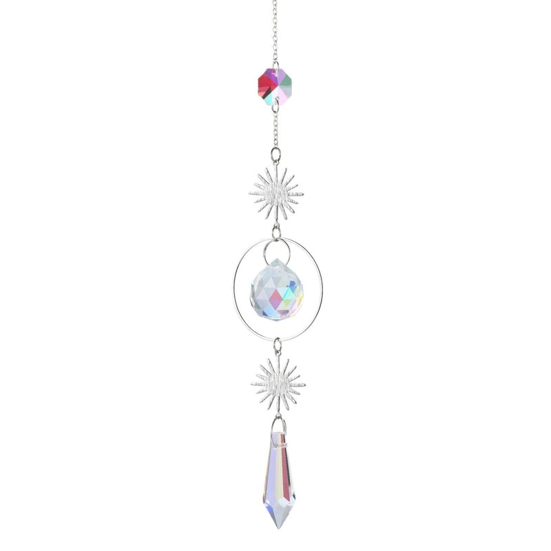 Celestial Geometric Moon Pendant with Crystal Charm|Jewelry & Accessories