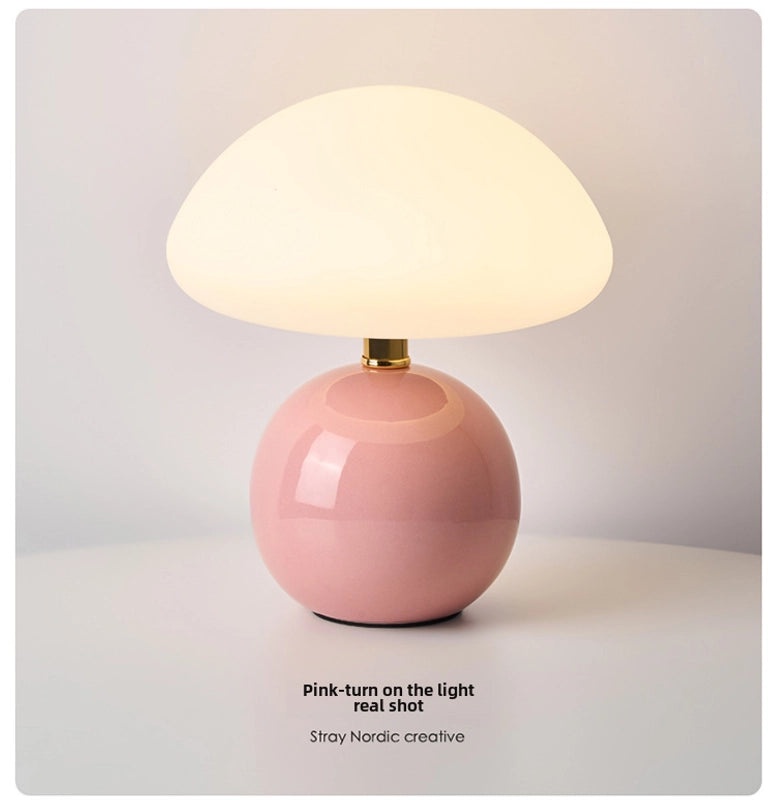 Cream Mushroom Night Light Small Table Lamp for Kids Bedroom Bedside Ceramic Decorative Room Lamp | Home Decor Lamps