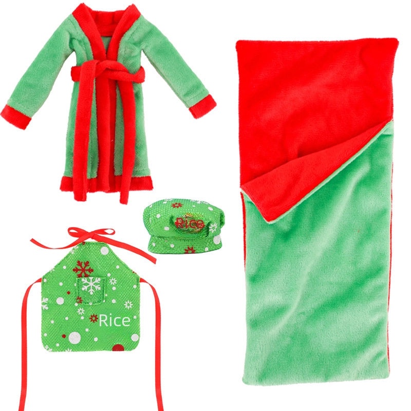 Christmas Elf Doll Accessories Set 4 pcs 26-30cm Bobby Doll Sleeping Bag Chef Clothes Nightgown|Doll Accessories