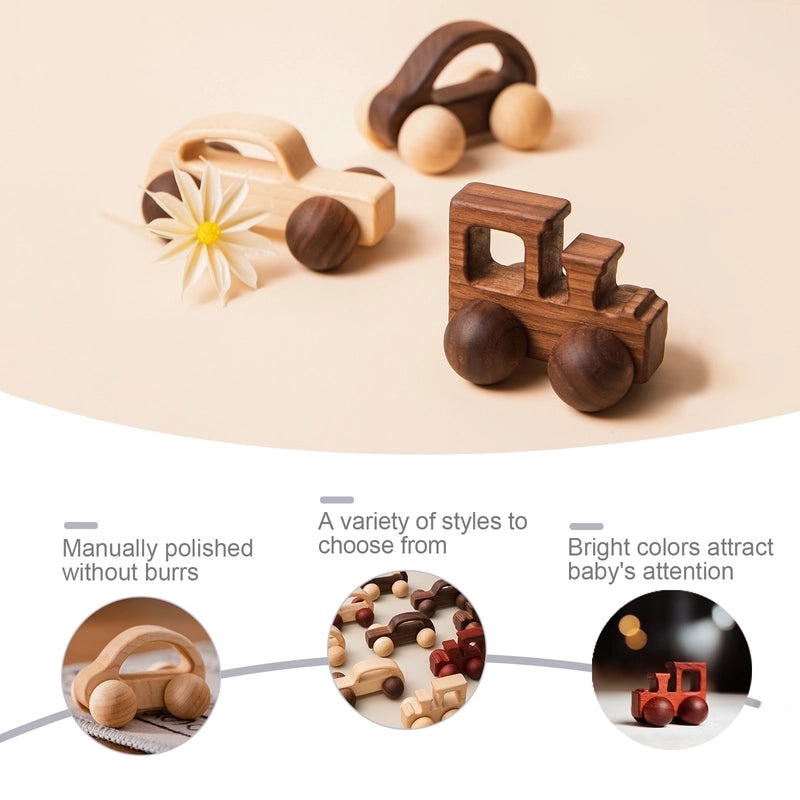 Walnut Wooden Mini Color Car Toy for Kids | Early Learning Building Blocks | Baby Educational Cart | Wooden Educational Toys|Building Toys