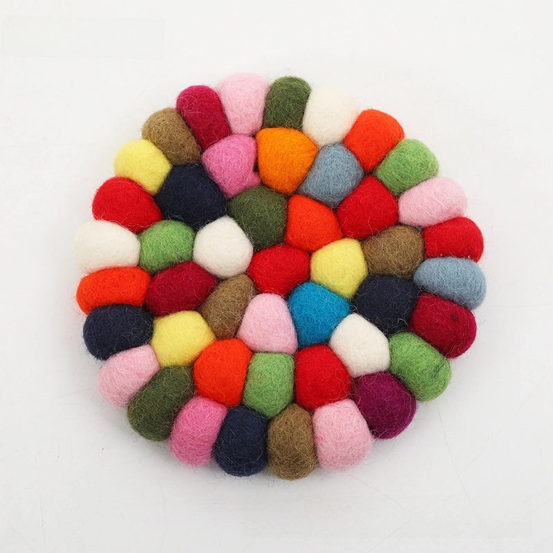 Nibo Braided Wool Felt Ball Coaster for Buddha Sound Bowl Yoga Cushion | Yoga Accessories
