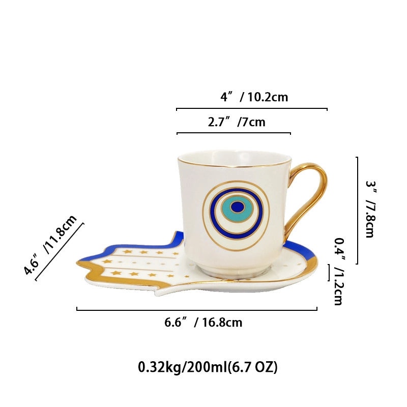 Vintage Devil's Eye White Porcelain Mug Placemat Set | Home & Kitchen Tableware