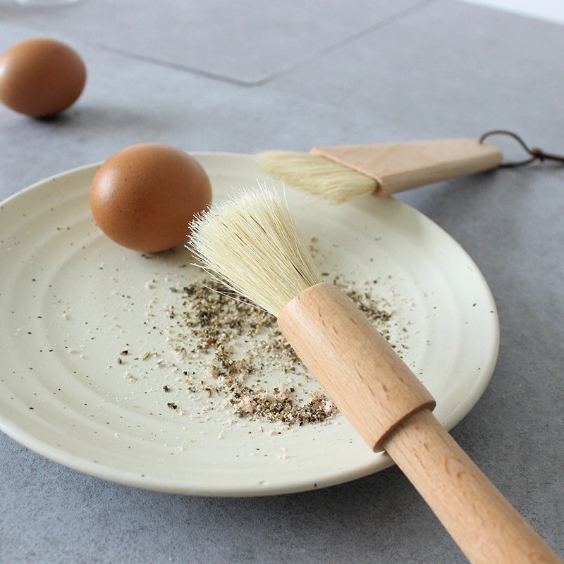 Barbecue and Baking Brush with Beech Wood Handle, Round Oil and Coffee Grinder Brush | Kitchen & Dining Utensils