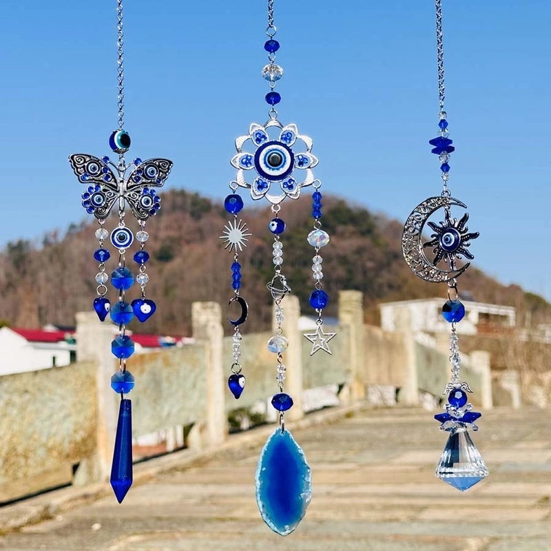 Shiny Moon & Butterfly Crystal Glass Suncatcher Wind Chime - Minimalist Wall Art Decor|Home Decor