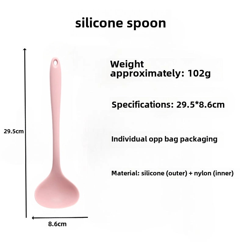 Food Grade Silicone Long Handle Soup Spoon High Temp Resistant Non-stick Cooking Pan Mini Porridge Spoon|Kitchen Utensils
