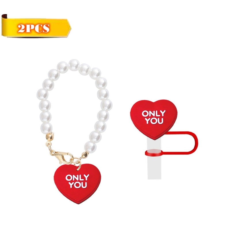 Red Heart Wing Silicone Straw Caps Cute Decorative Drink Accessories 2 or 3 Pieces Set|Drinkware Accessories