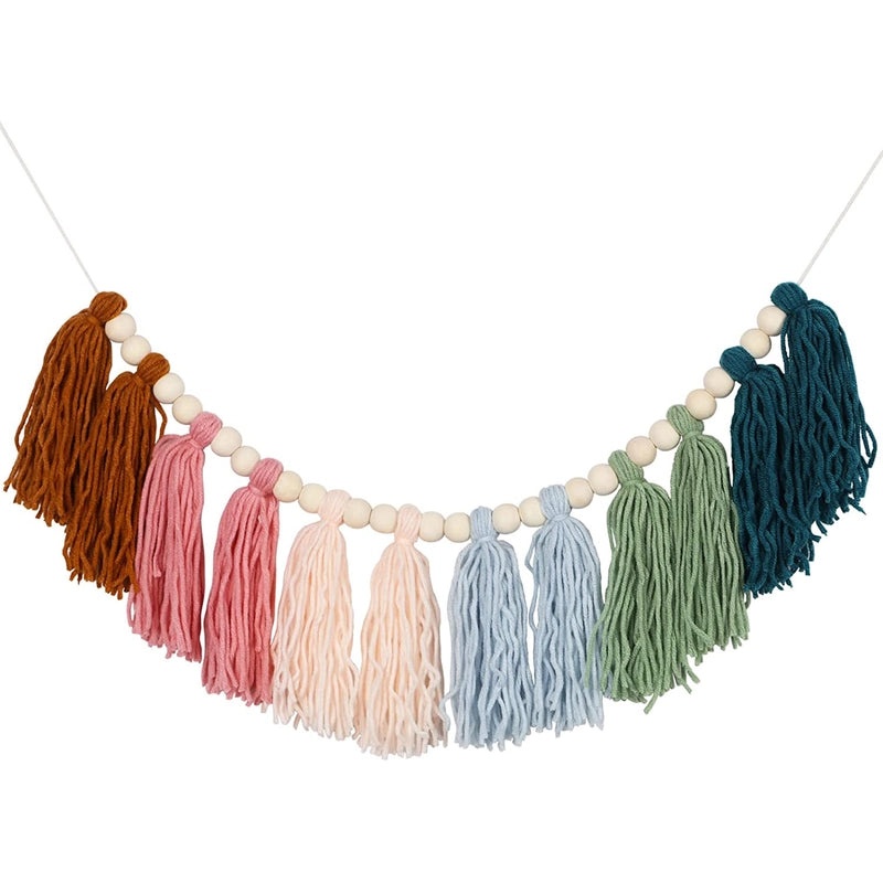 Bohemian Wooden Beads Tassel Garland Wall Hanging Decor for Holiday and Home|Home Decor