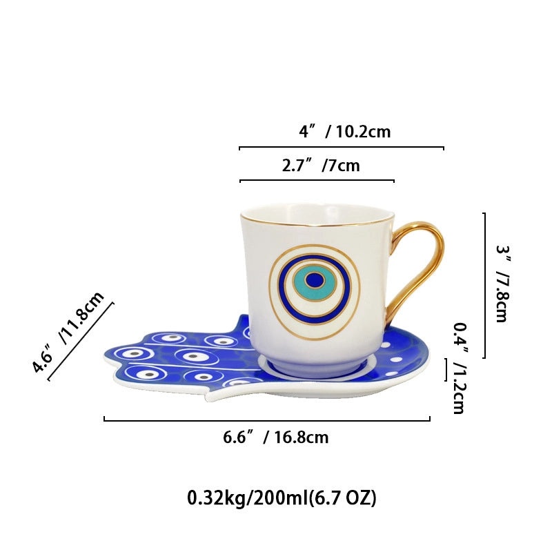 Vintage Devil's Eye White Porcelain Mug Placemat Set | Home & Kitchen Tableware