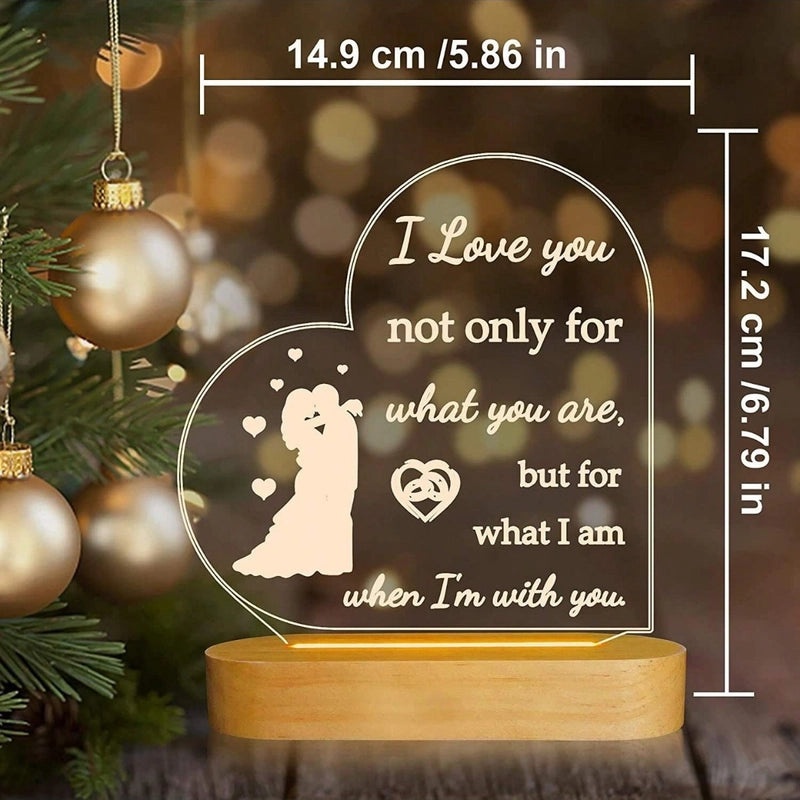 Modern Letter Heart Shape Acrylic Night Light | Home Decor & Lighting Accessories