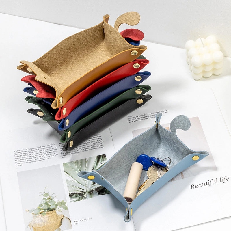Stylish Solid Color PU Leather Key Holder Box with Secure Storage | Home & Living Accessories