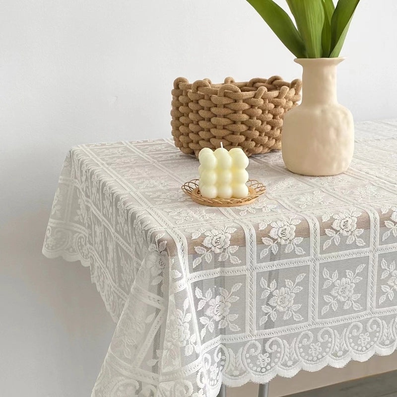 Thickened Lace Tablecloth Non-slip Square Sofa Cover Multi-functional Knitted Chiffon Towel|家居纺织品