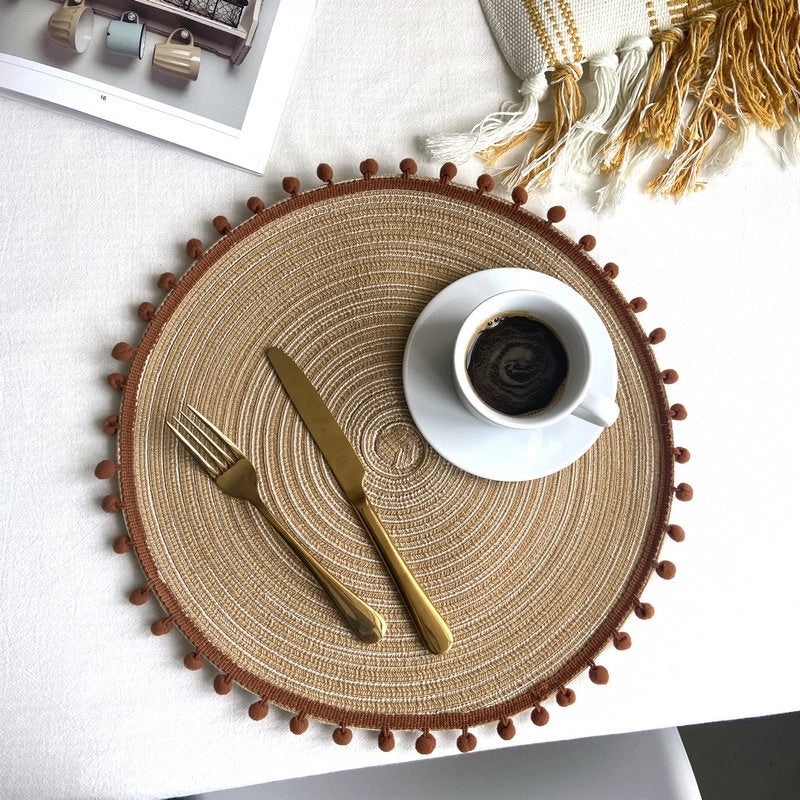 Stylish Solid Color Cotton Yarn Placemat Single Piece|Home & Kitchen Table Linens